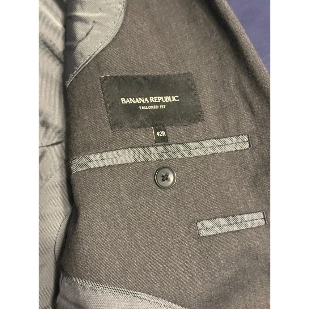 Banana Republic Mens 42R Grey Tailored Fit Italian Wool Blazer Cerruti Fabric